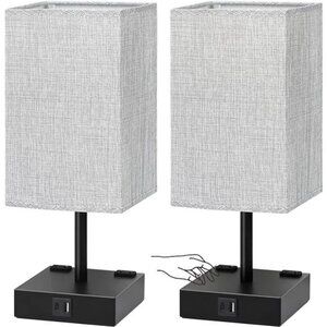 Bedside Table Lamps Set of 2 - Touch Nightstand Lamp for Bedroom with USB